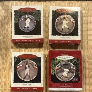 Hallmark Baseball Heroes Ornament Set - Ruth, Gehrig, Paige, Jackie Robinson